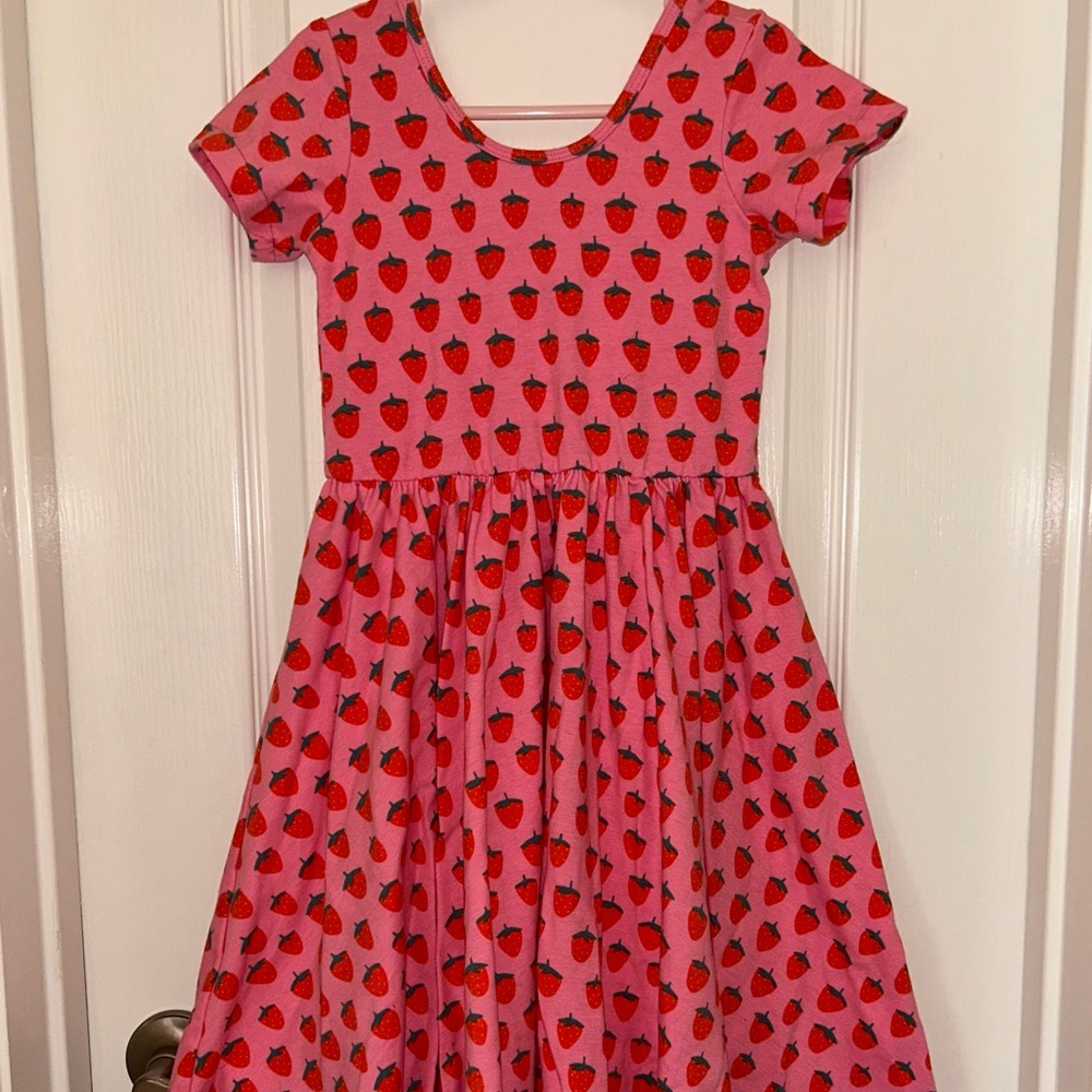 Alice + Ames Strawberry Print Pink Kids Dress